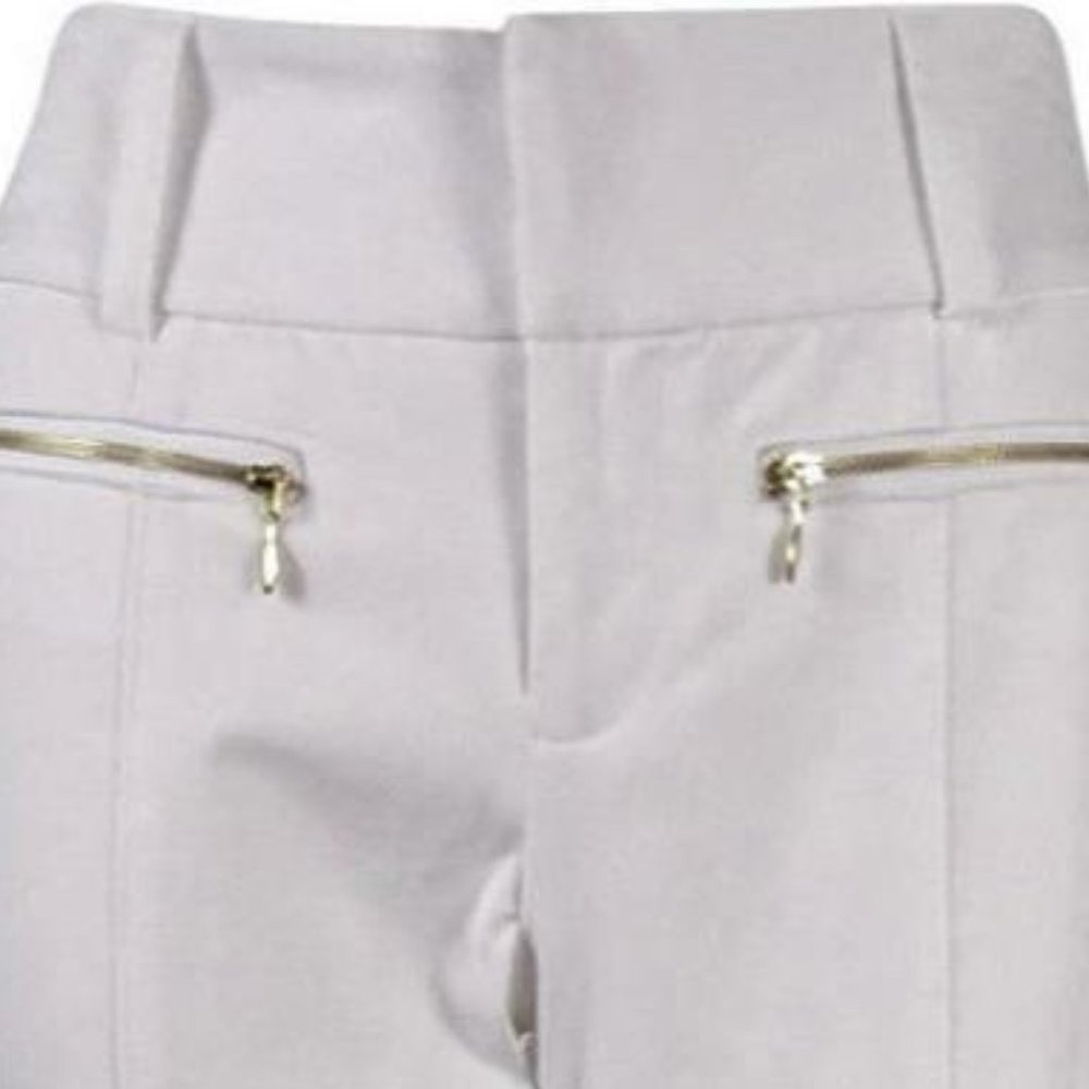 Inc International Concepts White Straight-Leg Cropped Zipper-Pockets Pants 10